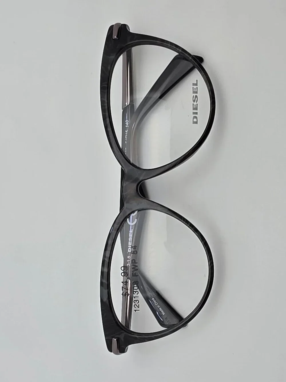 Diesel DL5193-3 005 Black Marble Cat Eye Eyeglasses Frame 54-15-140